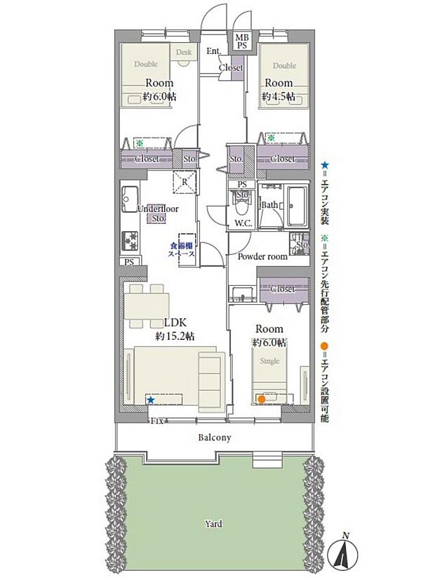 ライオンズマンション大宮指扇第二(3LDK) 1階/110号室の間取り図
