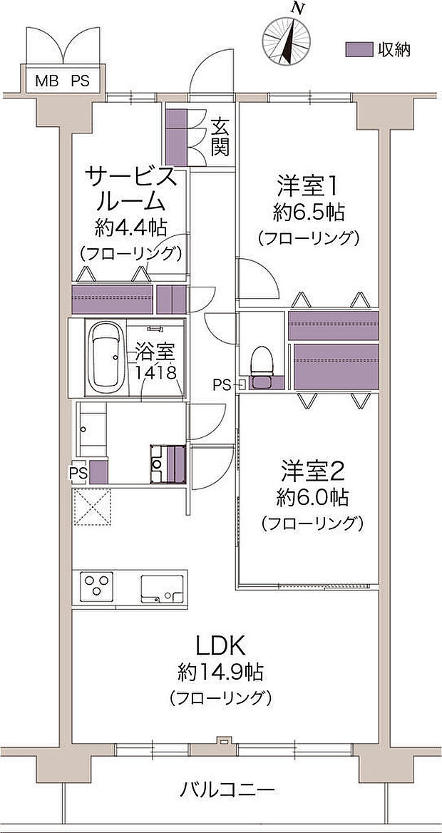 ソフィア浦和コトー弐番館(2SLDK) 5階/506の間取り図