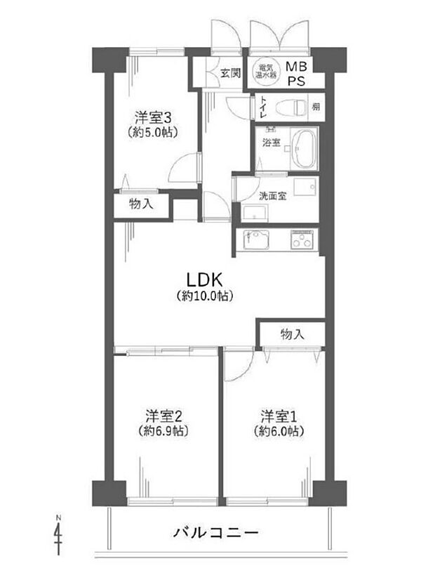 マンハイム大宮(3LDK) 11階/1115号室の間取り図