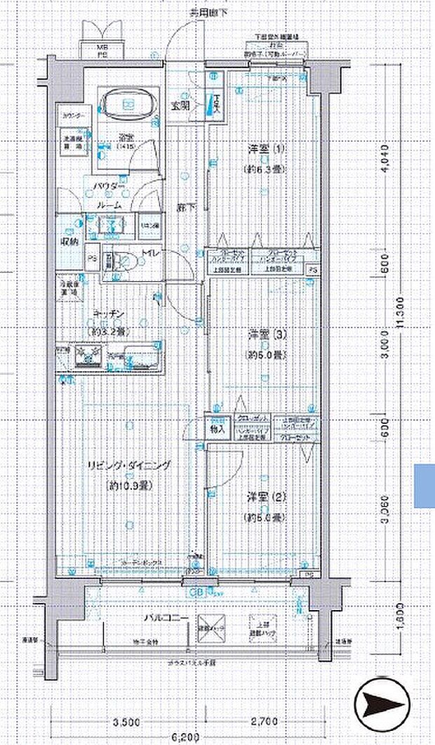 ランドステージ中板橋ガーデンズ(3LDK) 2階/205号室の間取り図