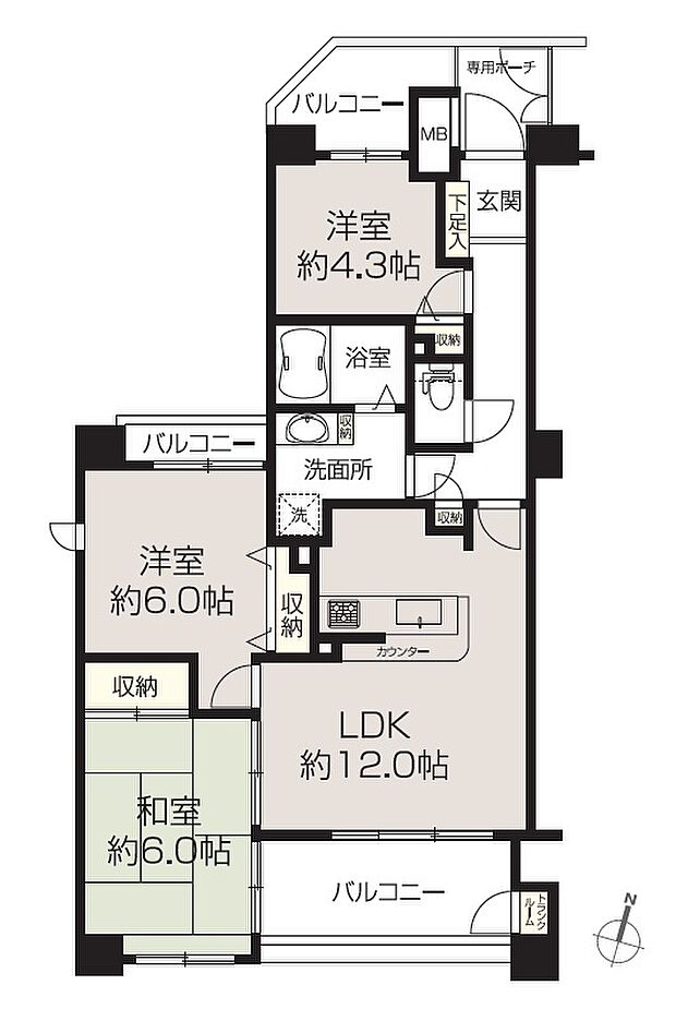 ネオステージ大宮(3LDK) 5階/501号室の間取り図