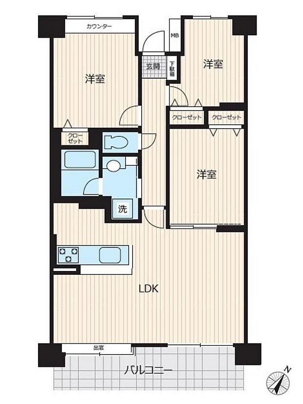 東川口パーク・ホームズ(3LDK) 1階/102号室の間取り図