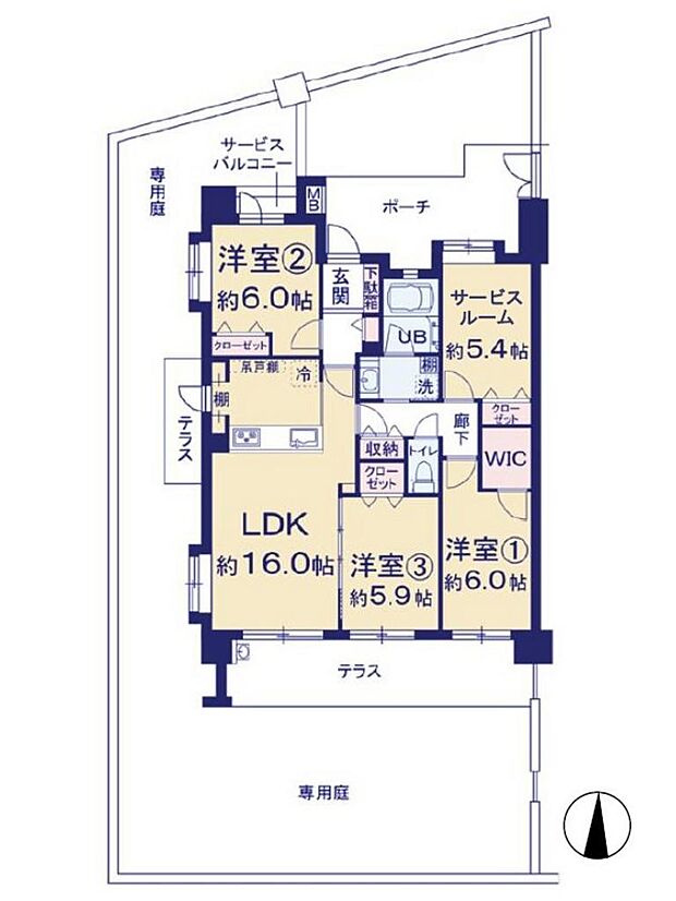 ウィズ大宮(3LDK) 1階/105号室の間取り図