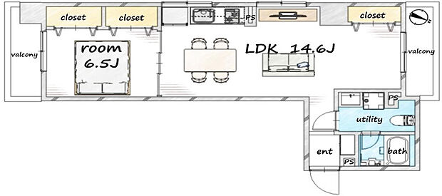 赤羽グリーンハイツ(1LDK) 4階/402号室の間取り図