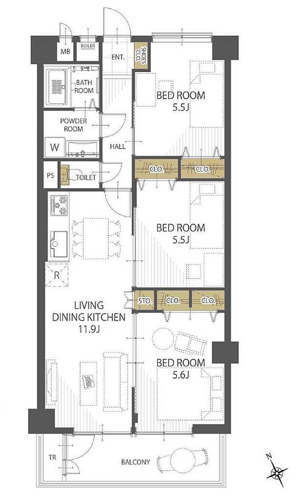 東武鶴瀬西口サンライトマンション(3LDK) 10階/1007号室の間取り図