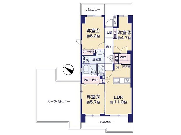 川口弥平パーク・ホームズ(3LDK) 6階/601号室の間取り図