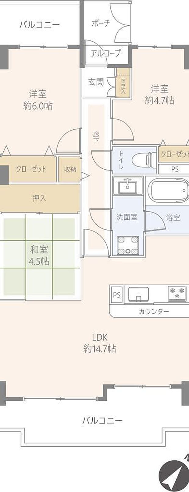 与野パークスクエア(3LDK) 9階/902の間取り図