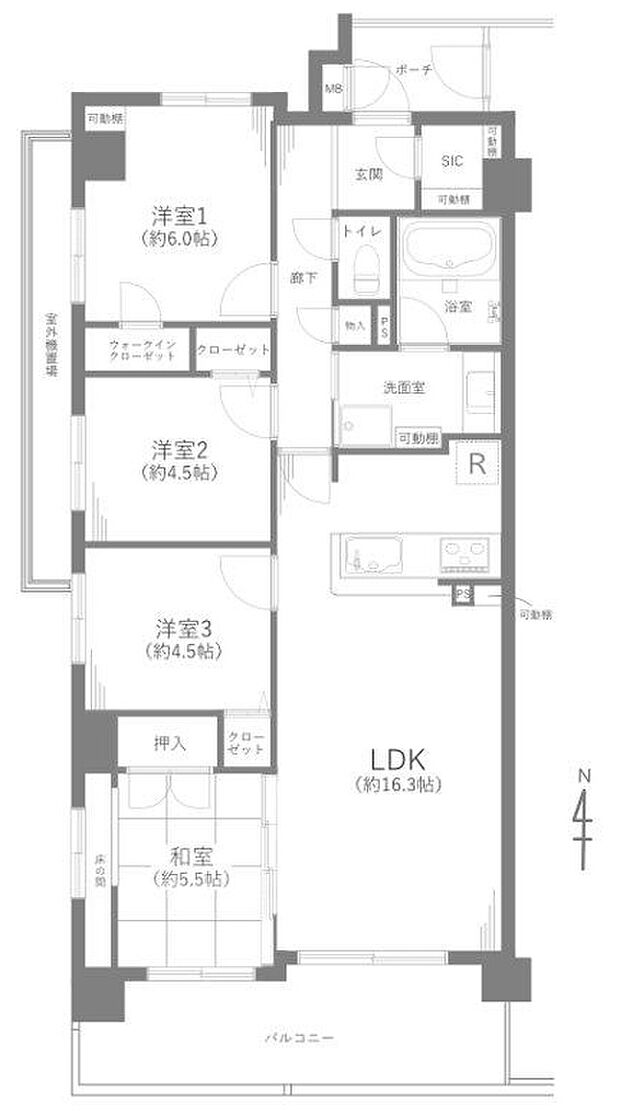 サンクレイドル南与野(4LDK) 2階/206号室の間取り図