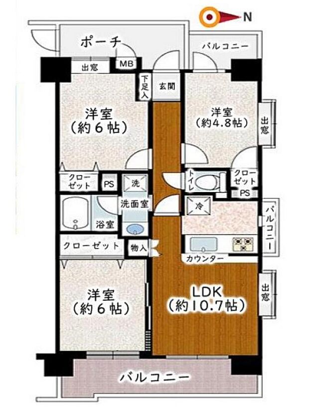 ライオンズプラザ西川口第2(3LDK) 2階/209号室の間取り図