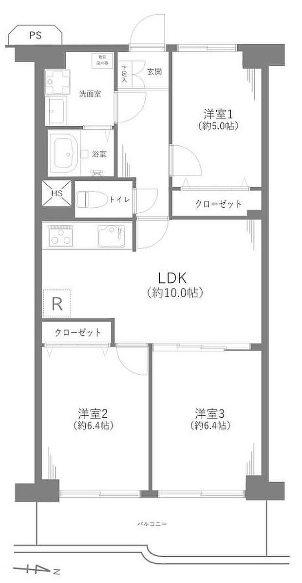 五反野第三スカイハイツ(3LDK) 7階/720号室の間取り図