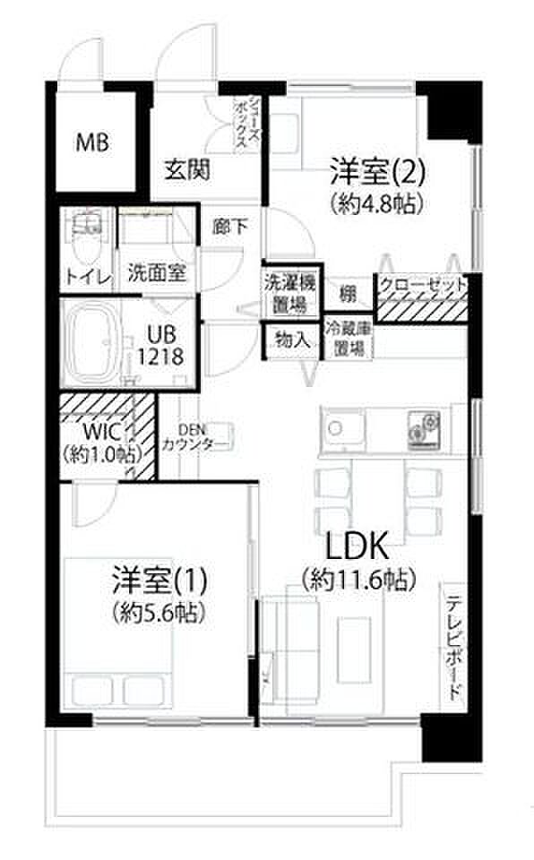シャンピア北沢(2LDK) 3階の間取り図