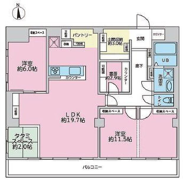 自由ヶ丘第3マンション(3LDK) 4階の間取り図