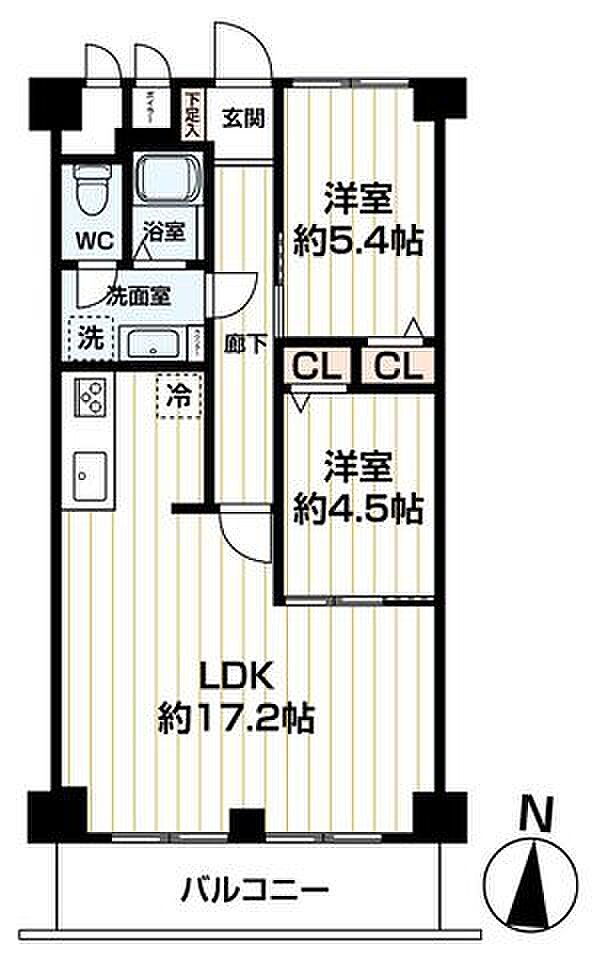 パークハイツ千島(2LDK) 9階の間取り図