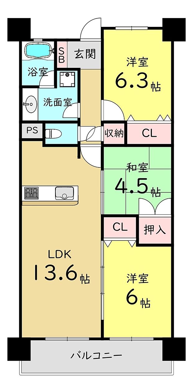 ディモア城東シティ(3LDK) 5階の間取り図