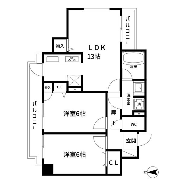 ラ・アトレ横濱鶴見II(2LDK) 3階/303の内観