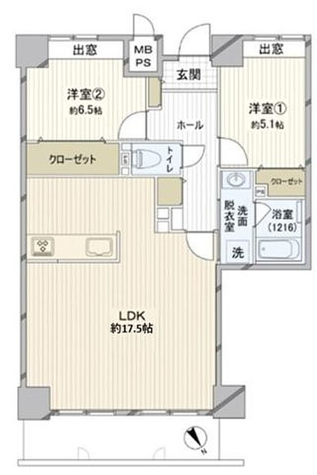ファミールタワープラザ岡山イーストタワー(2LDK) 18階の間取り図