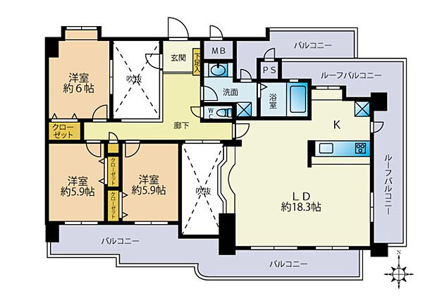 ライオンズマンション神松寺(3LDK) 8階/802の内観