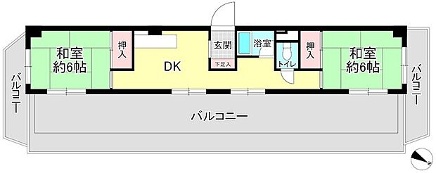 大塚コーポビアネーズ(2DK) 4階の間取り図