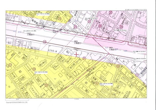 江戸川区、用途地域図（当物件は近隣商業地域に該当。まずは中古マンションの勉強会の感覚でお臨みください