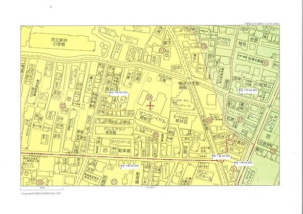 市川市、用途地域図（第一種住居地域に該当。まずは中古マンションの勉強会の感覚でお臨みください！）