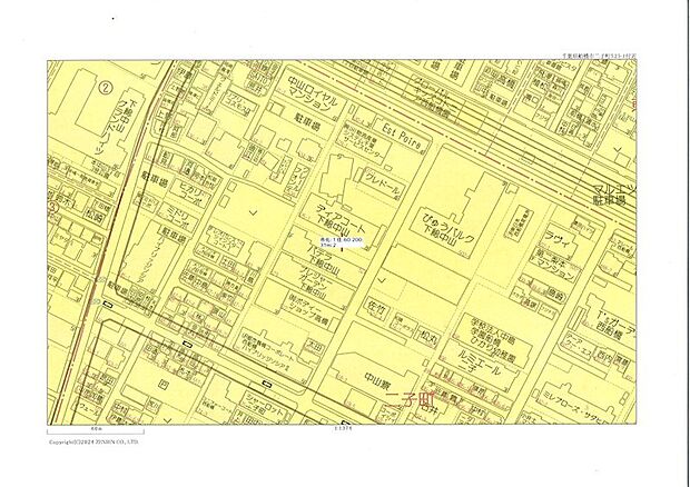 船橋市、用途地域図（第一種住居地域に該当。まずは中古マンションの勉強会の感覚でお臨みください！）