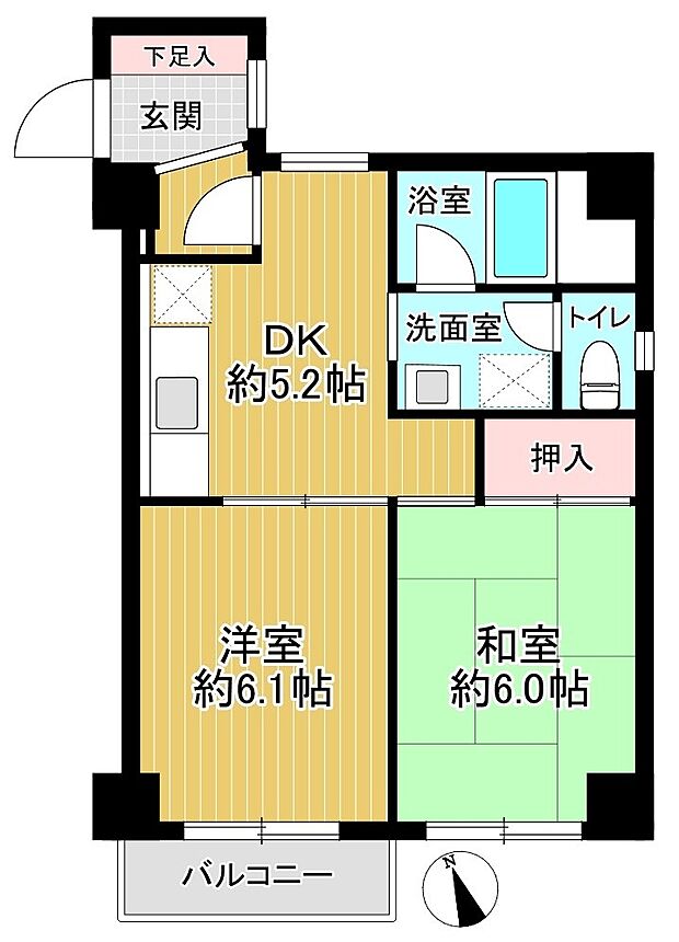 ルックハイツうぐいす谷(2DK) 2階の内観