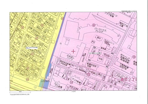 船橋市、用途地域図（商業地域に該当。まずは中古マンションの勉強会の感覚でお臨みくださいませ！）