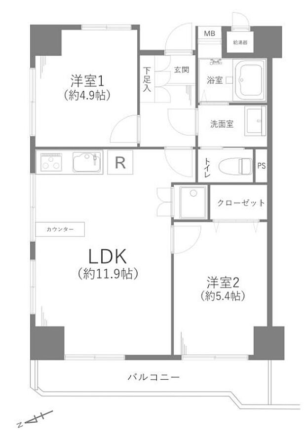ライオンズマンション墨田(2LDK) 4階/414の間取り図