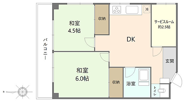 仲通マンション(2SDK) 5階/402の内観