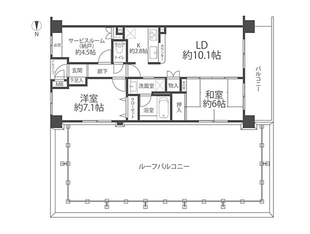 セザール谷塚(2SLDK) 5階の間取り図