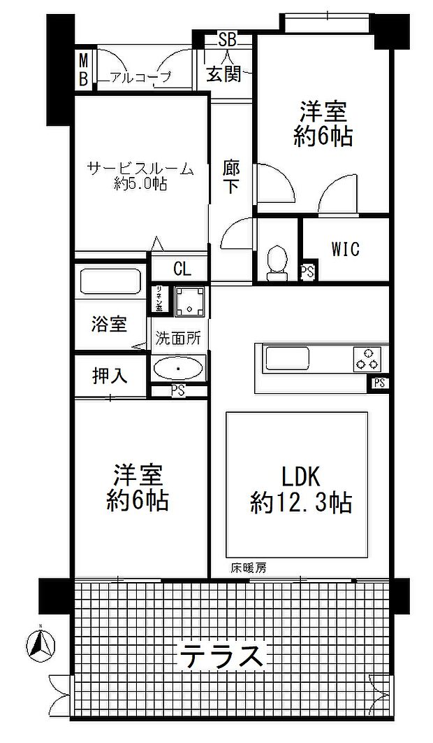 川口元郷サニーコート(2SLDK) 1階の間取り図