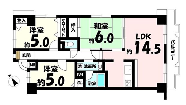 ダイアパレス東加古川　JR「東加古川駅」徒歩10分(3LDK) 3階の内観