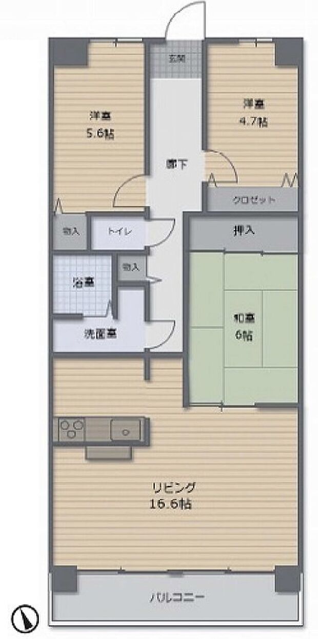 藤和東加古川ハイタウンB棟　JR「東加古川駅」徒歩11分(3LDK) 6階の内観