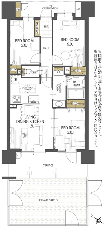 東京アクアガーデン(3LDK) 1階/106の間取り図