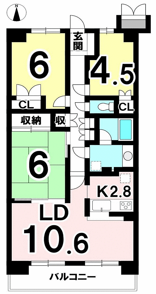 エステスクエア西新井(3LDK) 1階/109の間取り図