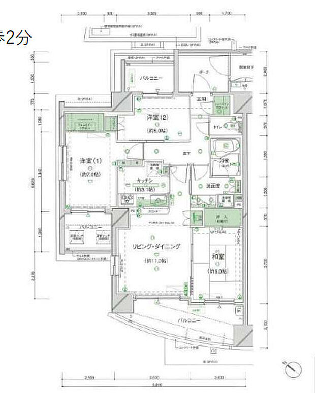 メロディーハイム草加(3LDK) 6階/601の間取り図
