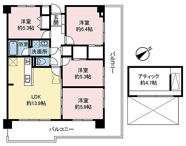 箱崎エクセル南22(4LDK) 8階の間取り図
