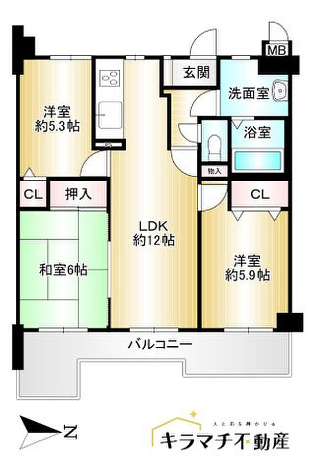 レックスコートオークティ(3LDK) 7階/710号室の間取り図