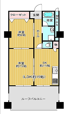 新大阪グランドハイツ二号棟(2DK) 4階/404の内観