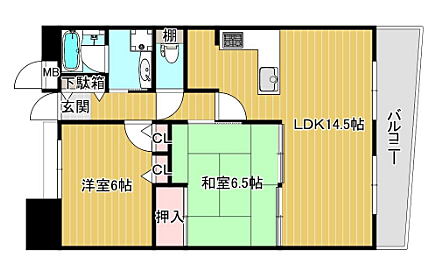 ソレイユ梅田西(2LDK) 7階/７０２の間取り図