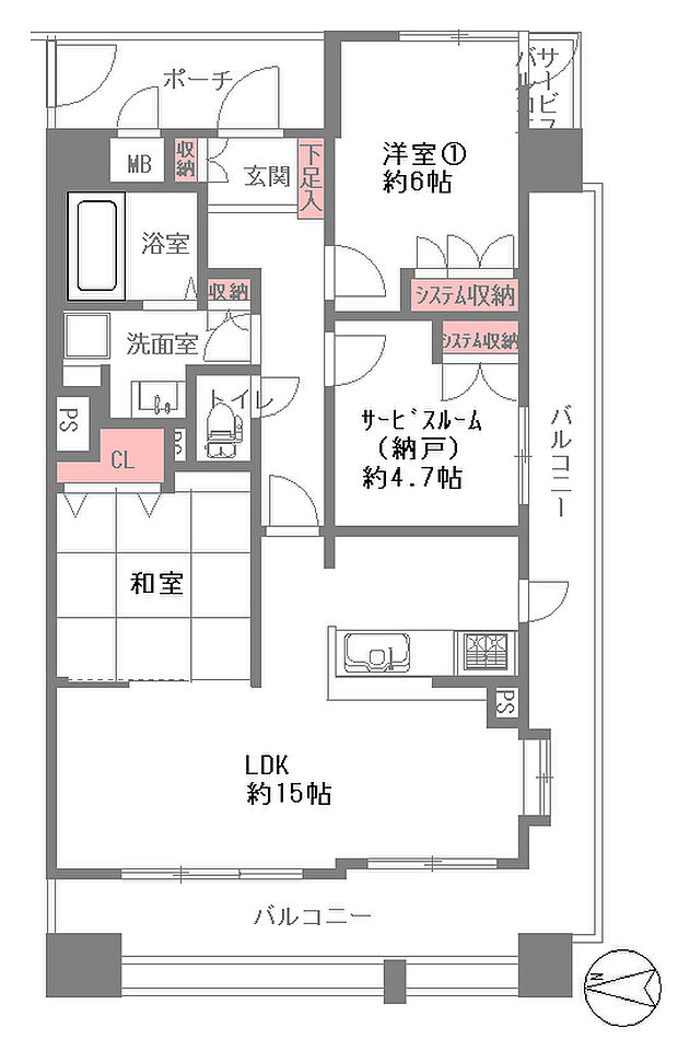 ヴァンデュール新大阪CityLife(3LDK) 3階/３０３の間取り図