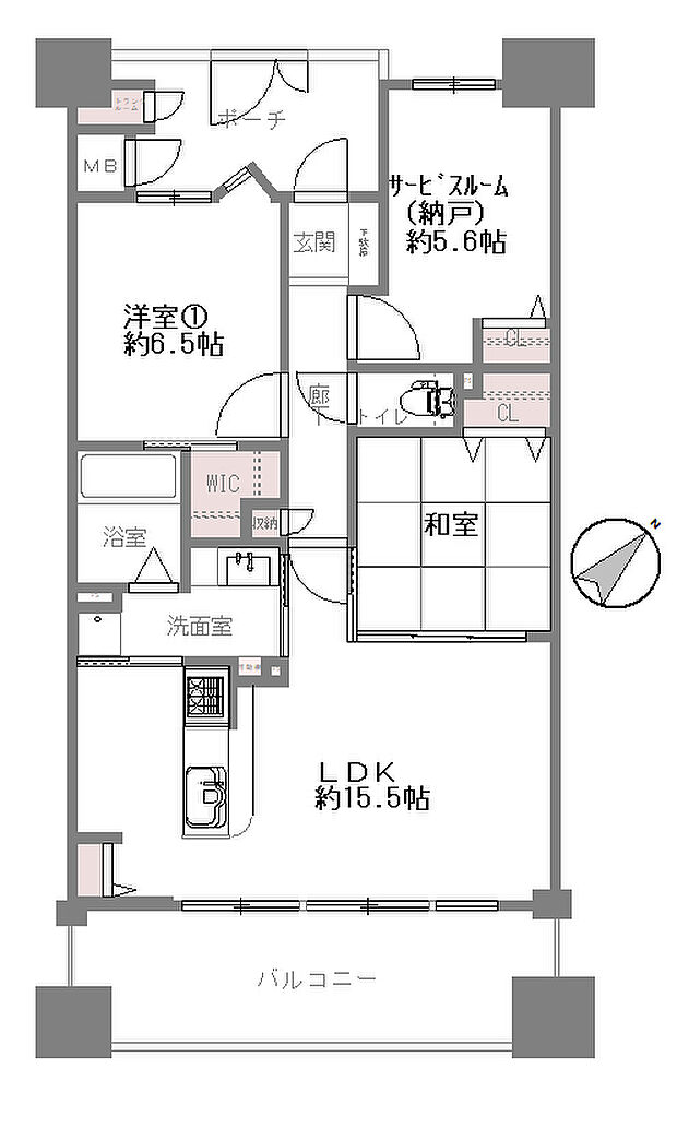 キングマンション大阪ベイ(3LDK) 2階/207の間取り図