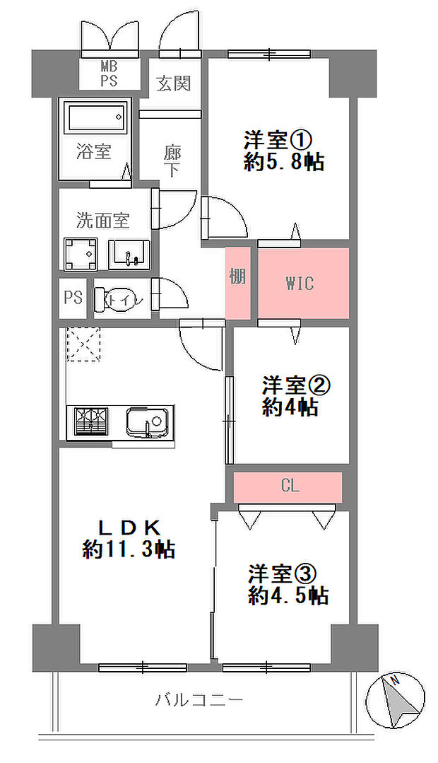 関目グリーンハイツD棟(3LDK) 10階/1004の間取り図