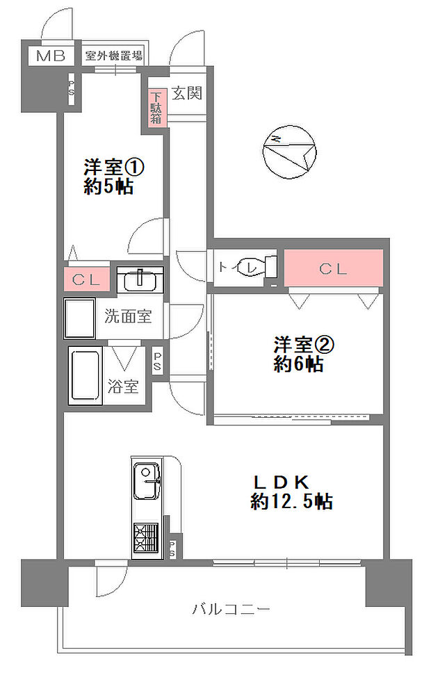 ソシエ北大阪壱期棟(2LDK) 3階/307の間取り図