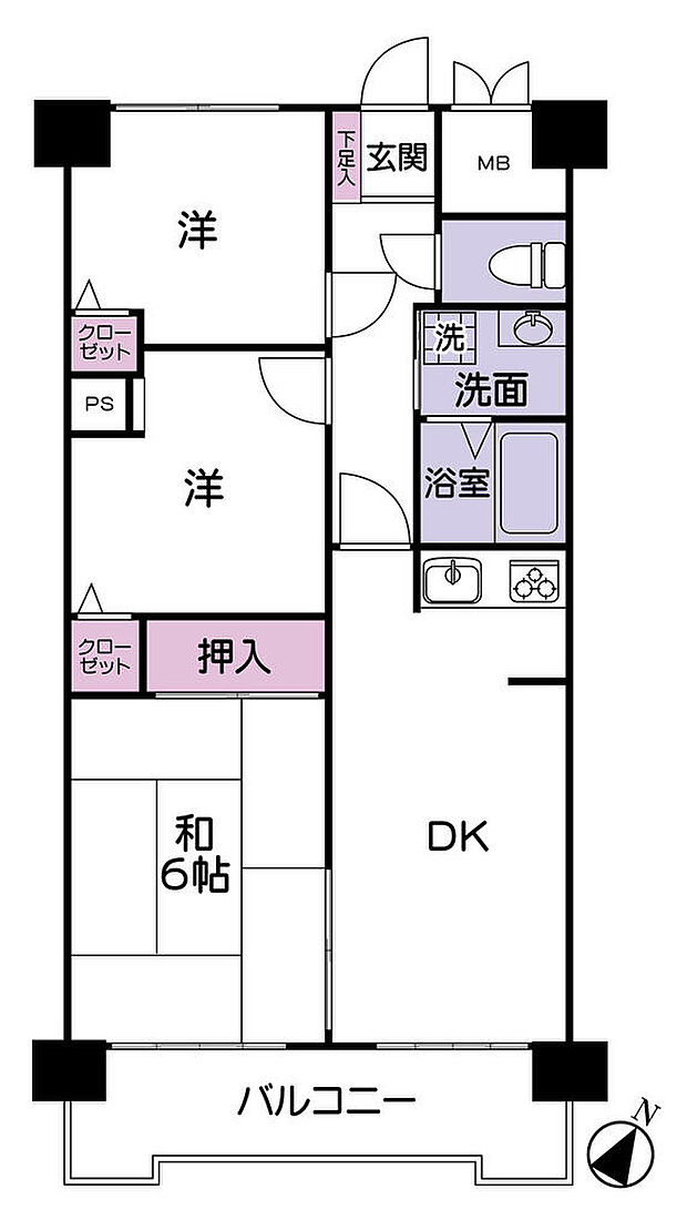 ライオンズガーデン中浦和(3DK) 5階の内観