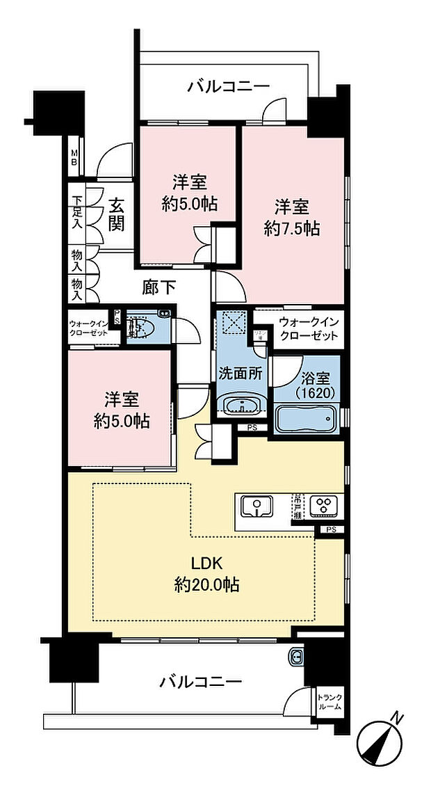 クリオ刈谷セントラルマークス(3LDK) 5階の間取り図