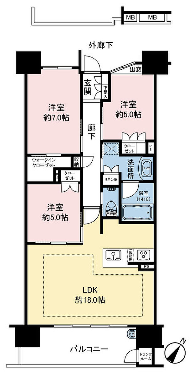 クリオ刈谷セントラルマークス(3LDK) 13階の間取り図