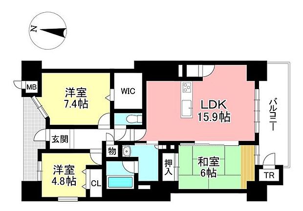 バンベール豊田西(3LDK) 4階の間取り図