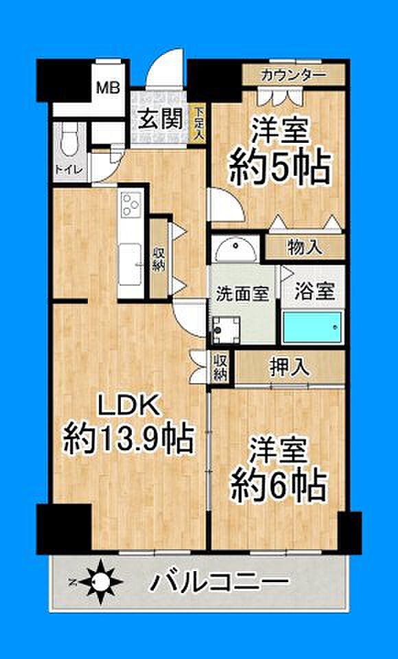 ベルマージュ堺壱番館(2LDK) 8階の間取り図