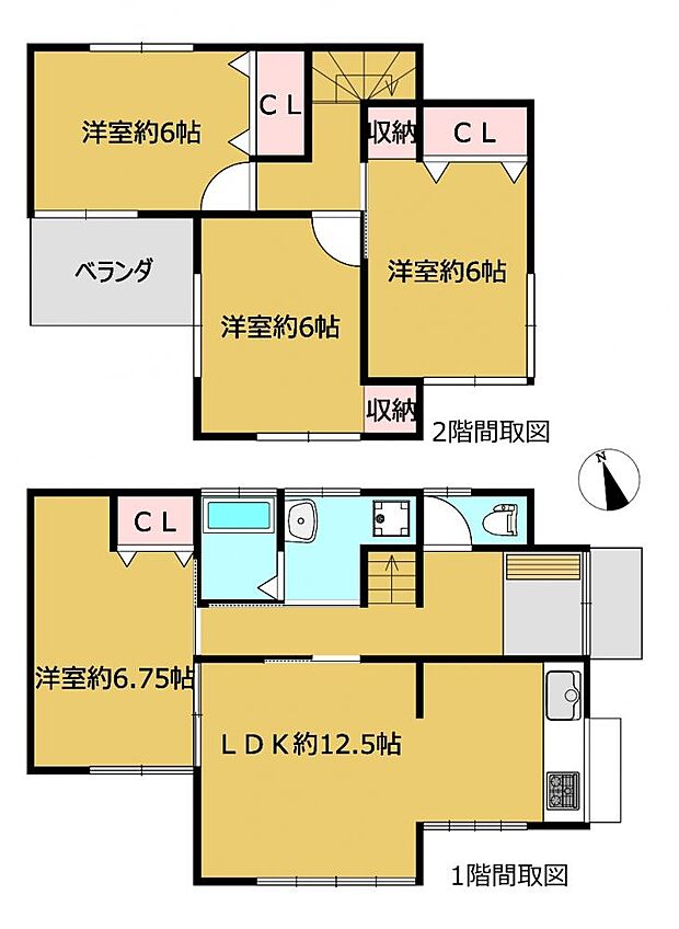 【間取図】4LDKの間取になっております。1階にお部屋がある住宅は階段の上り下りをしないので、使い勝手良いですね。